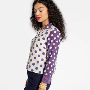 Frances Valentine Silk Polka Dot Blouse  1XL NWT